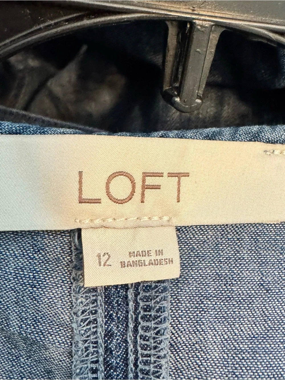 Loft Chambray Button Ruffle Midi Dress size 12